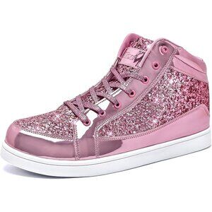Igxx Men Pink High Top Bling Glitter Party Disco Retro Metallic Gold Sneakers